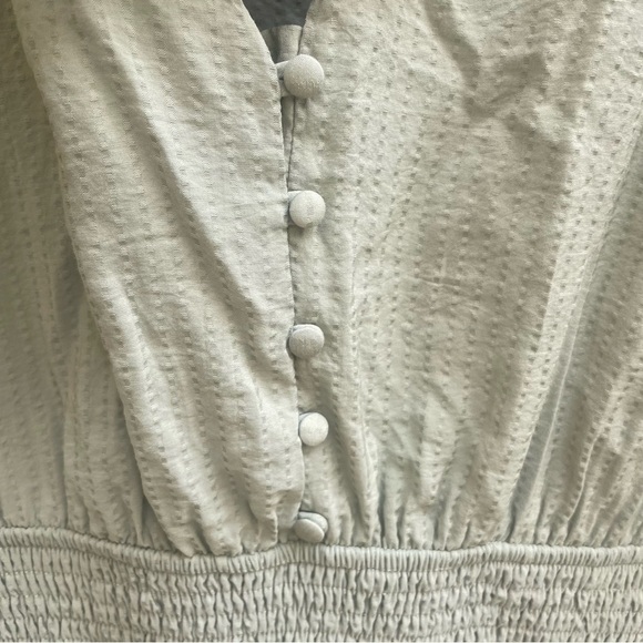 STORIA Women’s Pale Green Smocked Fitted Dress Mini Size Large - Picture 5 of 10